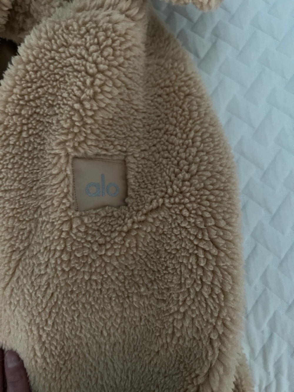 ALO Yoga Tan Teddy Jacket with Hood - Picture 2 of 2